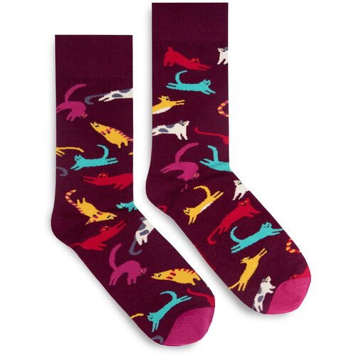 Banana Socks Unisex čarape Classic Meow krem | tamnocrvena Slike
