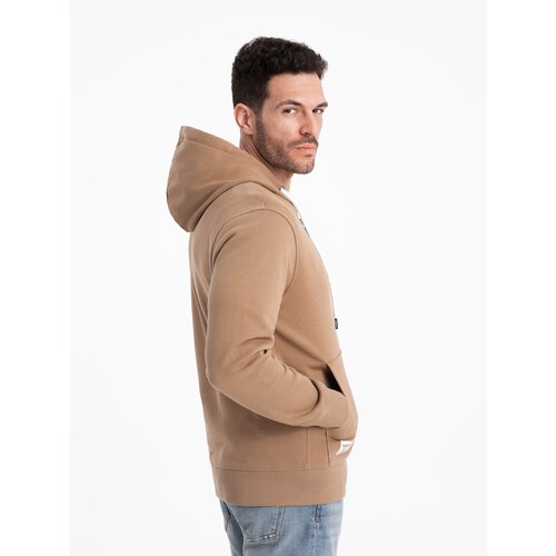 Ombre BASIC men&amp;#039;s unbuttoned hooded sweatshirt - brown Slike