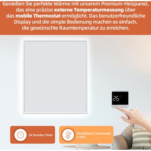 SHX PIRP500 Infracrveni grijac WIFI s upravljanjem putem aplikacije, 500 W za prostorije od 5-10 m&amp;sup2;, montaža na zid i Slike