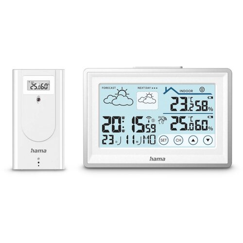 Hama meteorolo&amp;scaron;ka stanica Bas s vanjskim senzorom, bežicna, alarm, unutarnja klima bijela Slike