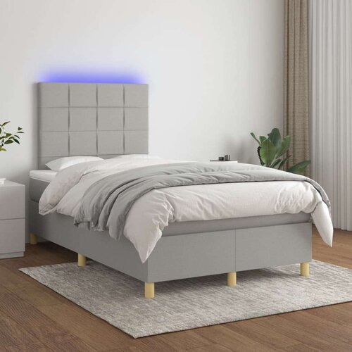  Box spring postelja z vzmetnico LED sv. siva 120x200 cm blago, (20789389) Slike