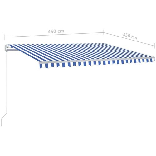  Tenda na ručno uvlačenje s LED svjetlom 450x350 cm plavo-bijela Slike