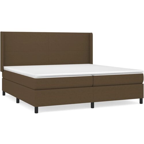VidaXL Krevet s oprugama i madracem tamnosmeđi 200x200 cm od tkanine Slike