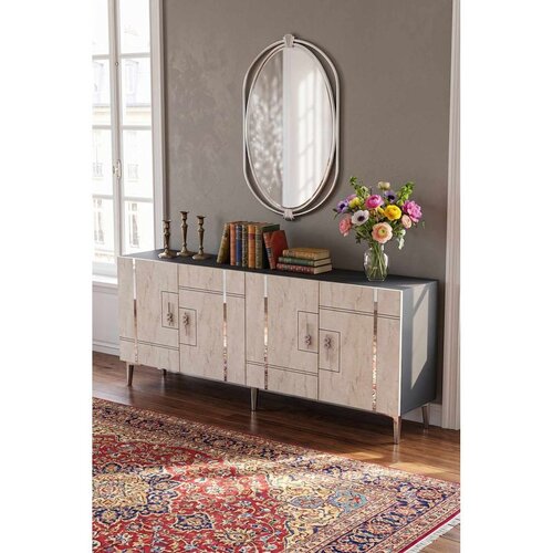 Hanah home komoda Ilay 180, 180 cm, antracit / travertin / srebrna Cene