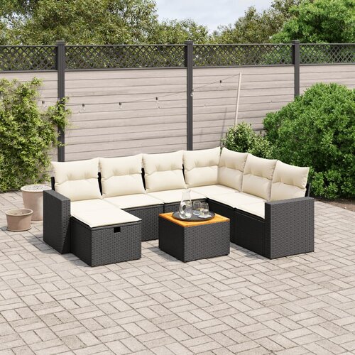  8-dijelni set vrtnih sofa od poliratana s jastucima crni Crna 65.5 x 62 x 69 cm Cene