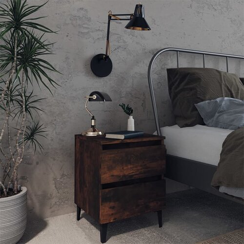vidaXL noćni ormarići s metalnim nogama 2 kom boja hrasta 40x35x50 cm Cijene