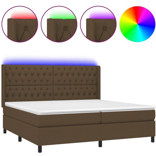 vidaXL Krevet box spring s madracem LED tamnosmeđi 200x200 cm tkanina Cene
