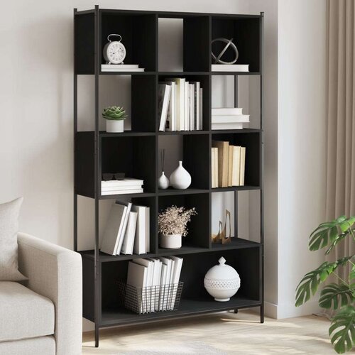  Regal za knjige crni 102x28x172 cm od konstruiranog drva Slike