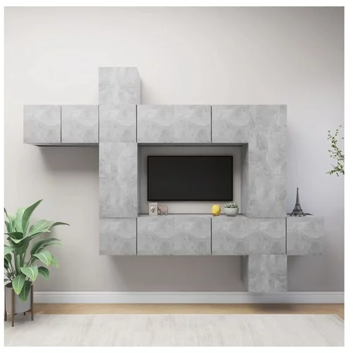  Komplet TV omaric 10-delni betonsko siva iverna plošča