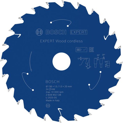 Bosch Expert List krožne žage Wood Cordless (136 mm, Izvrtina: 20 mm, &Scaron;tevilo zobcev: 24 kos) Cene