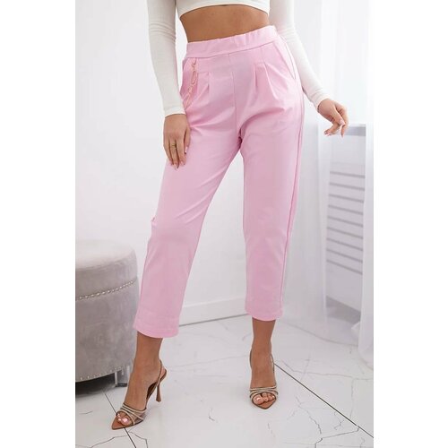 Kesi New Punto Trousers with Chain Light Pink Cene