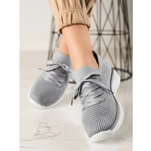 TRENDI GREY LACE-UP SPORTS SHOES