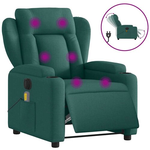 Maison Chic Električni masažni naslanjač - Relax naslanjač temno zeleno blago, (22134669) Cene