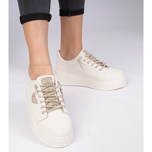 D/CEO marka niezdefiniowana Beige sneakers with gold rhinestones Treysi Cene