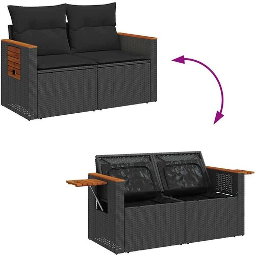 VidaXL 10-dijelni set vrtnih sofa s jastucima crni poliratana bagrem Slike