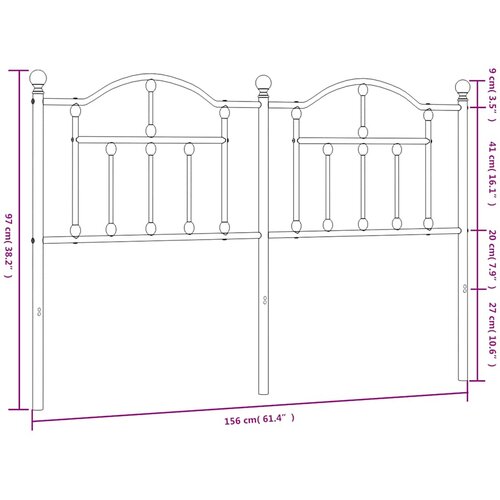  Metalno zamjensko uzglavlje crno 150 cm Slike