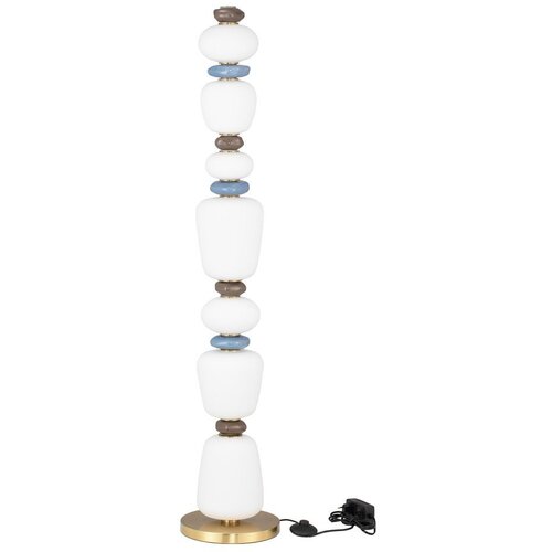 Nova Luce Bela/v zlati barvi kovinska LED zatemnitvena stoječa svetilka s porcelanastim senčilom/s steklenim senčilom (vi&scaron;ina 130,5 cm) Palo &ndash; Cene
