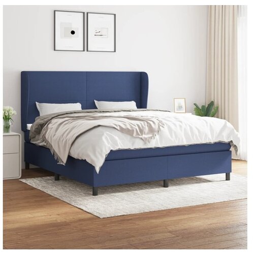 VidaXL Krevet s oprugama i madracem plavi 180x200 cm od tkanine Slike
