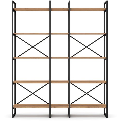 Marckeric Črn/naravni regal v hrastovem dekorju 144x175 cm Dusan – Cene