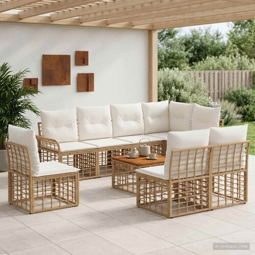  Set vanjskih sofa 9 kom. Prirodna i krema bijela Poliester Cijene