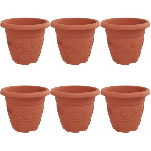  Okrugla saksija za cveće 6 pcs Crvena cigla &amp;Oslash; 26 x 21.5 cm Slike
