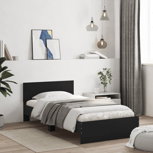  Okvir za krevet s uzglavljem crna 100x200 cm konstruiranog drva Slike