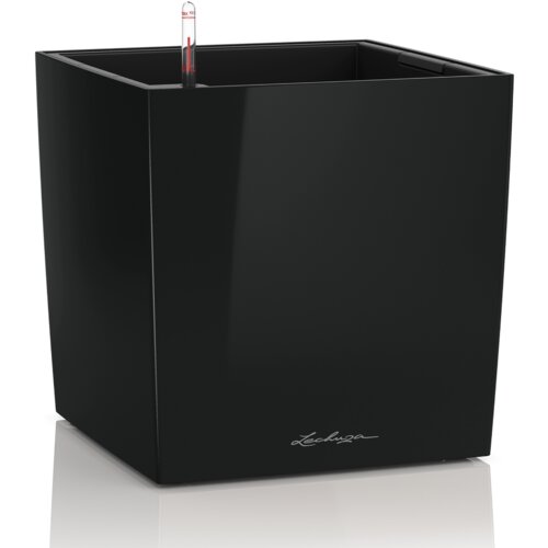 LECHUZA Okrasni lonec CUBE Premium 30 - Črna visoki sijaj Cene