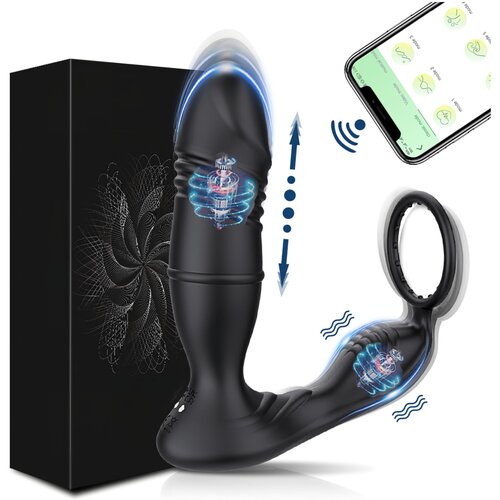  AlvUp - pametni masažnik prostate z vibracijami s penisnim obročem (črna) Slike