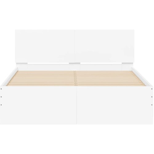  Okvir za krevet s uzglavljem i LED bijeli 135x190 cm Slike
