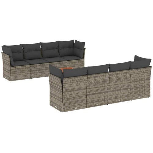 Maison Chic Seti vrtnega pohištva - Vrtna garnitura - Vrtni pohištvo set 9-delna z blazinami siv poli ratan, (21805124) Cene