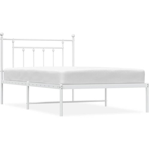  Metalni okvir za krevet s uzglavljem bijeli 100x200 cm Slike