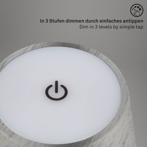 BRILO KIKI LED punjiva dodirna stona lampa, LED/2,6W/5V, IP44, 2600 mAh, srebrna Slike