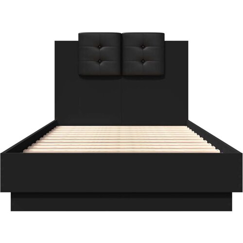 VidaXL Okvir za krevet s uzglavljem crni 75x190 cm konstruirano drvo Slike