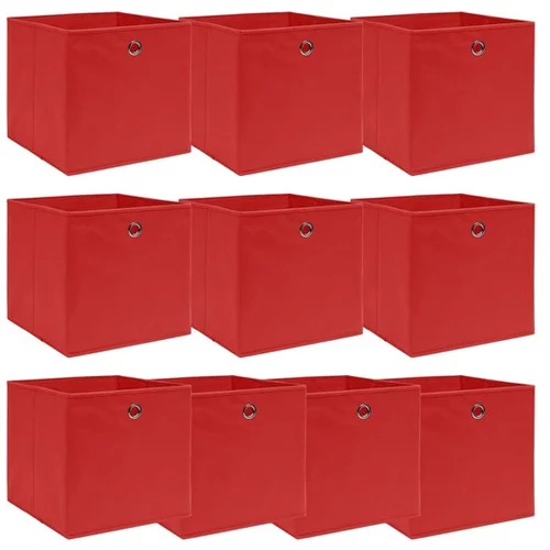  Škatle za shranjevanje 10 kosov rdeče 32x32x32 cm blago