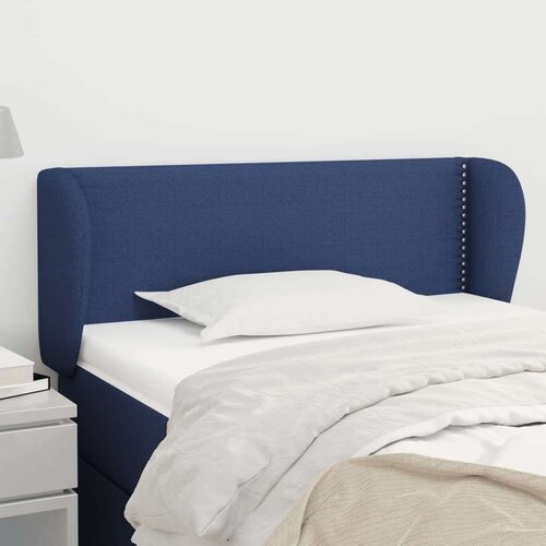 Vzglavje z u&amp;scaron;esi modro 103x23x78/88 cm blago, (20736132) Slike