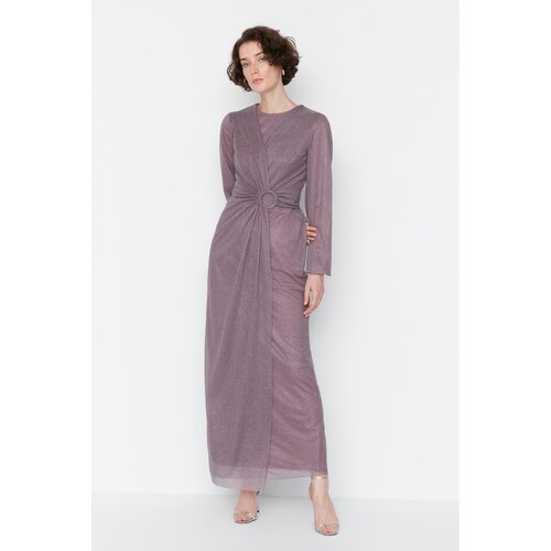 Trendyol Light Purple Waist Detailed Islamic Clothing Evening Dress Slike