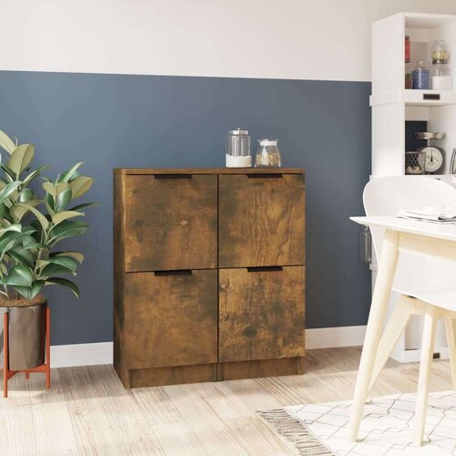  Komoda 2 kosa dimljeni hrast 30x30x70 cm konstruiran les, (20654079) Slike