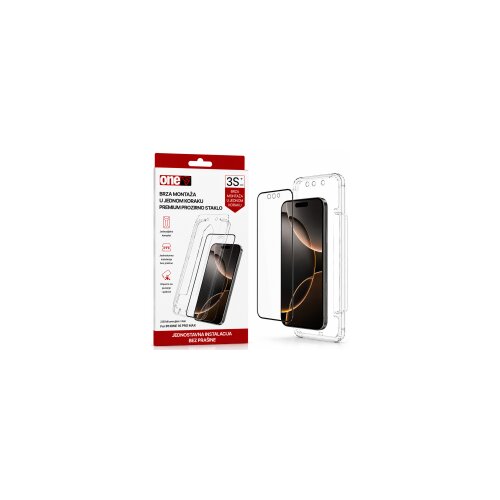  OneS za&amp;scaron;titno staklo sa aplikatorom Black Frame za iPhone 16 Pro Max Slike