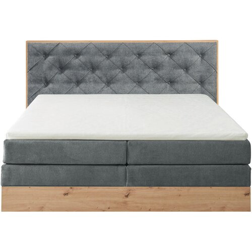 Esposa POSTELJA BOXSPRING 180 cm x 200 cm , tekstil, leseni material siva, naravne barve Slike