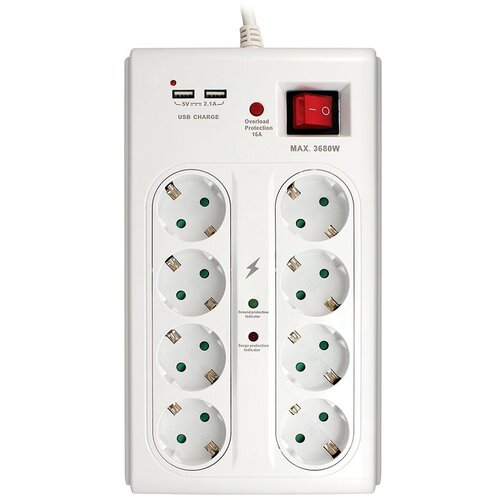 Commel "C380-107 beli produžni kabl sa 8 utičnica+2xUSB porta 3m" Cene