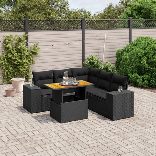 vidaXL 6-dijelni set vrtnih sofa s jastucima crni od poliratana Cijene