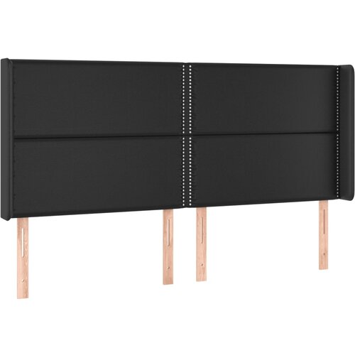 Maison Chic Posteljno vzglavje - Vzglavna omarica - Nočna omarica z u&amp;scaron;esi črno 163x16x118/128 cm umetno usnje, (21708868) Slike