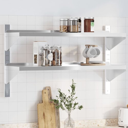 vidaXL Zidna polica s 2 razine 100x30x60 cm srebrna nehrđajući čelik Cijene