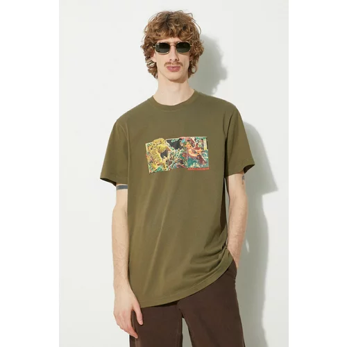 Maharishi Pamučna majica Tiger Vs. Samurai T-Shirt za muškarce, boja: zelena, s tiskom, 1079.OLIVE
