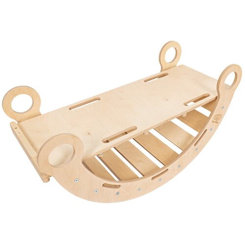 MeowBaby Gugalnica iz borovega lesa v naravni barvi 39x75x38 cm Montessori - Cene