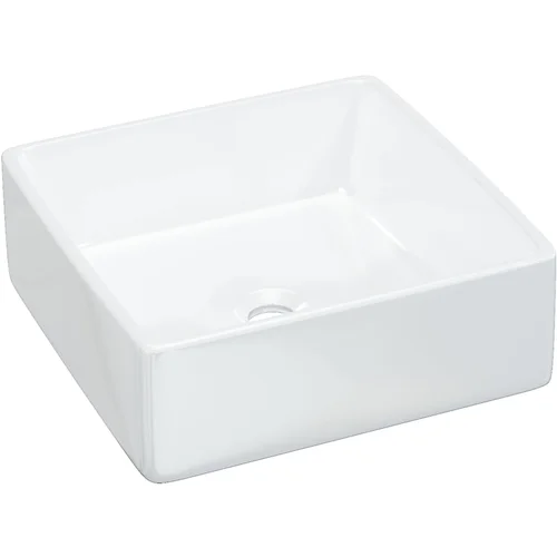 MAISON CHIC Umivalnik - Kopalna umivalnik - Lavabo bel 37x37x13 cm keramični kvadraten, (21684559)