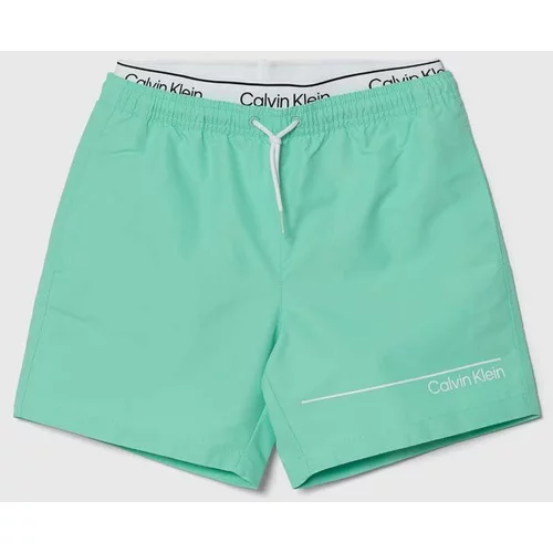 Calvin Klein Jeans Otroške kopalne kratke hlače zelena barva