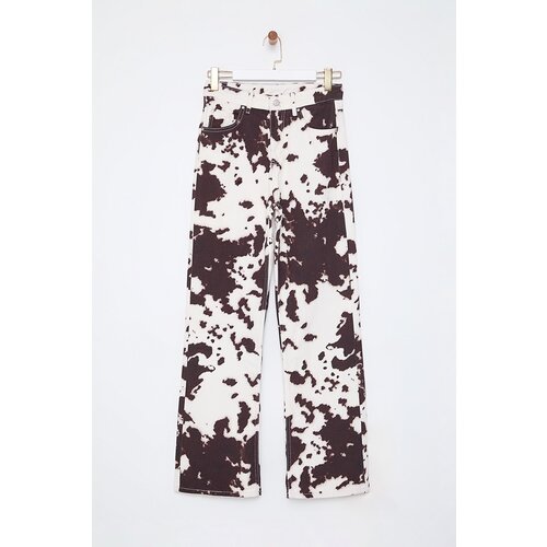 Trendyol Multicolored Cow Print High Waist Wide Leg Jeans Slike