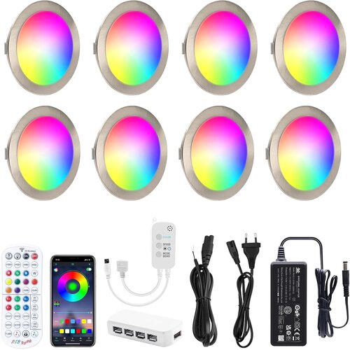 AIBOO RGB 8x LED Pametnih Vgradnih Svetilk z Aplikacijo Slike