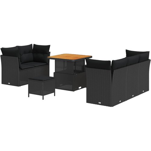  Sjedeća garnitura za vrt 8 kom. Crna poliratan 80 x 80 x 71 cm Slike